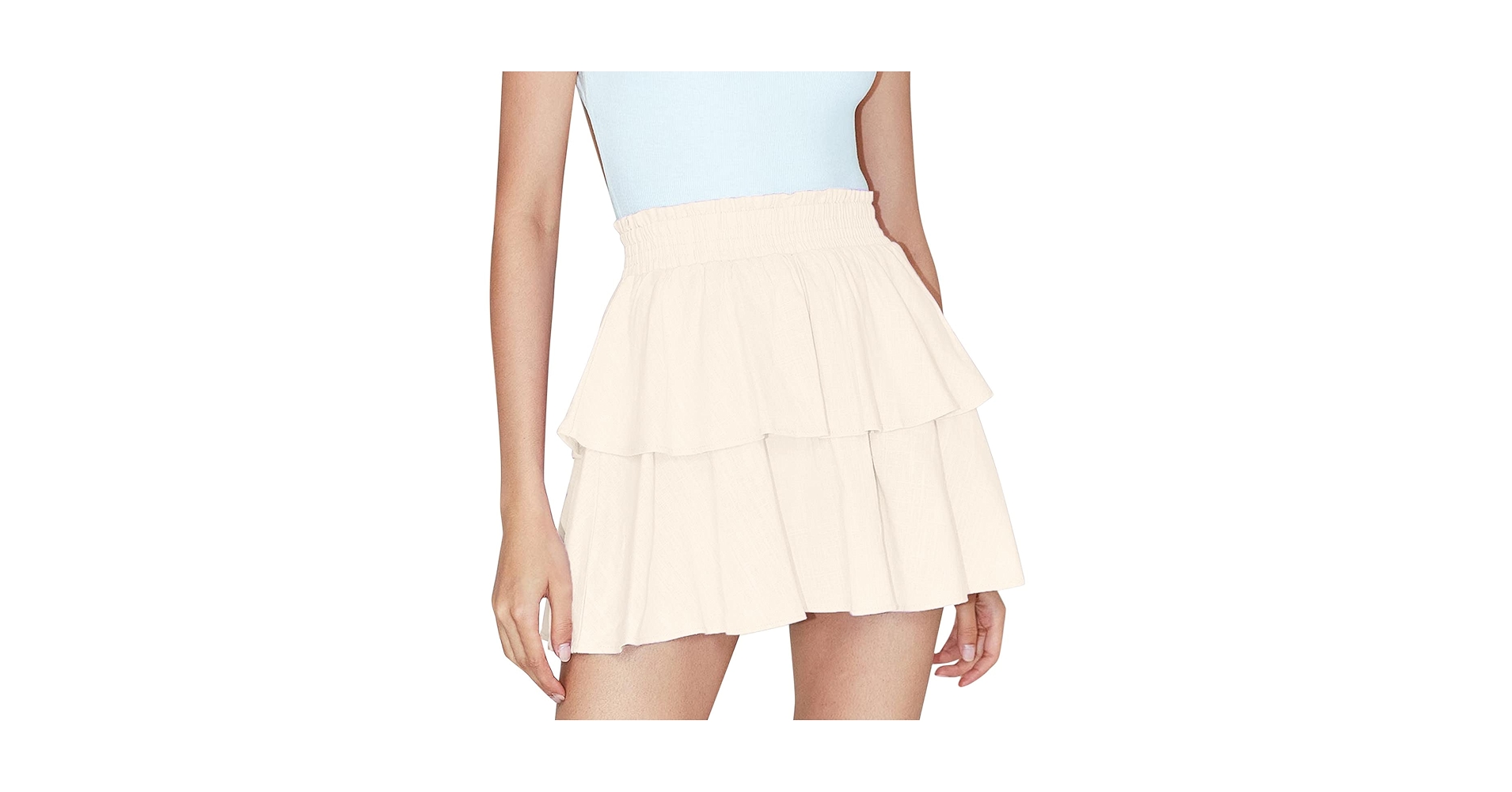 Amazon.com: Women Layered Pleated Short Skirt Double Rayon